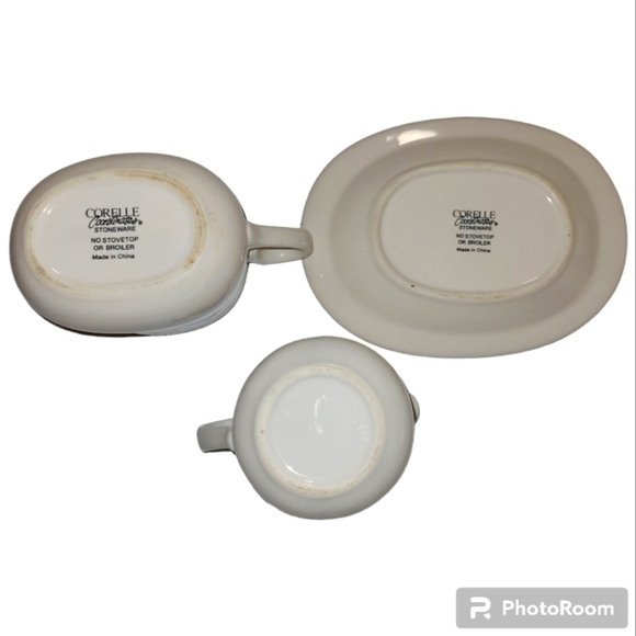 Corelle Coordinates Abundance 2 piece gravy boat creamer salt pepper shaker set - Picture 6 of 13